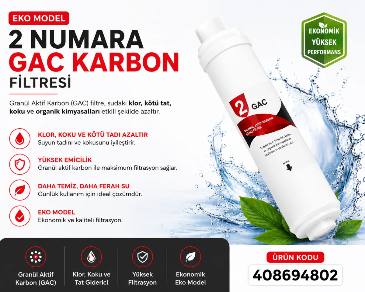 2 Numara GAC Karbon Eko Model Su Arıtma Filtresi 408694802