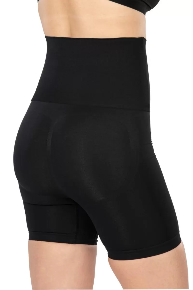 Siyah  2091 Önü Dantelli Yüksek Bel Boxer Korse