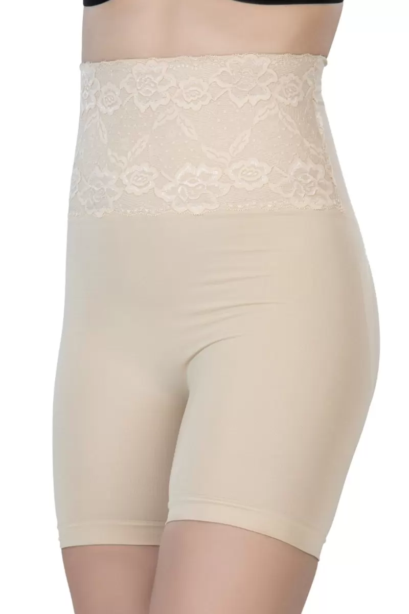 Ten  2091 Önü Dantelli Yüksek Bel Boxer Korse