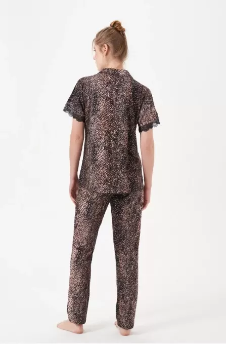 Pjs 29068 Kadın Kısa Kollu Düğmeli Pijama Takım