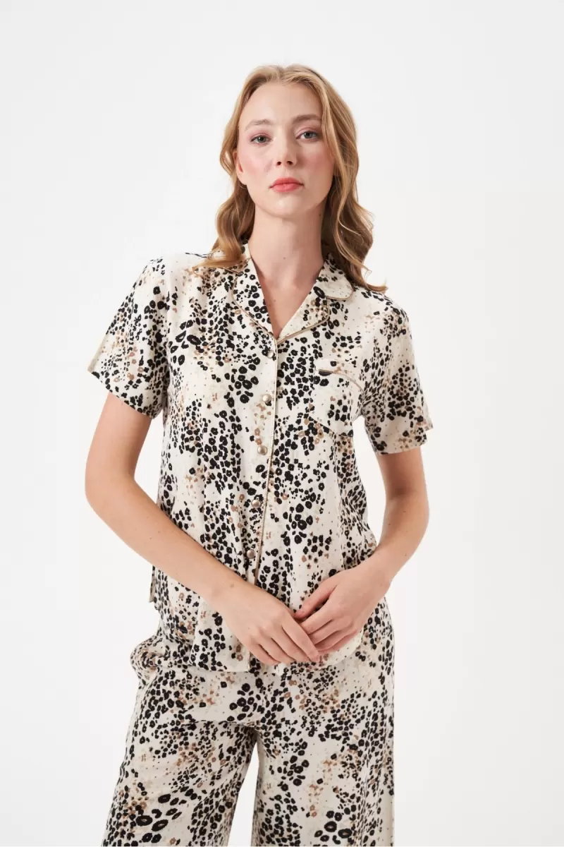 PJS 29049 Kadın Düğmeli Pijama Takım