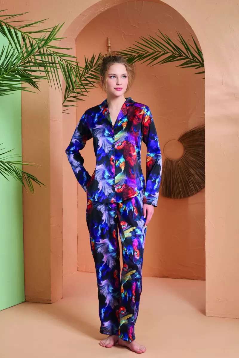 PJS 27079 Kadın Düğmeli Pijama Takımı