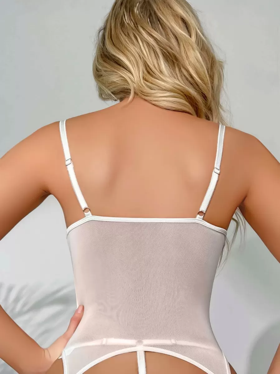 Kadın Beyaz Dantel Detaylı Bağlamalı Jartiyer Şık Model