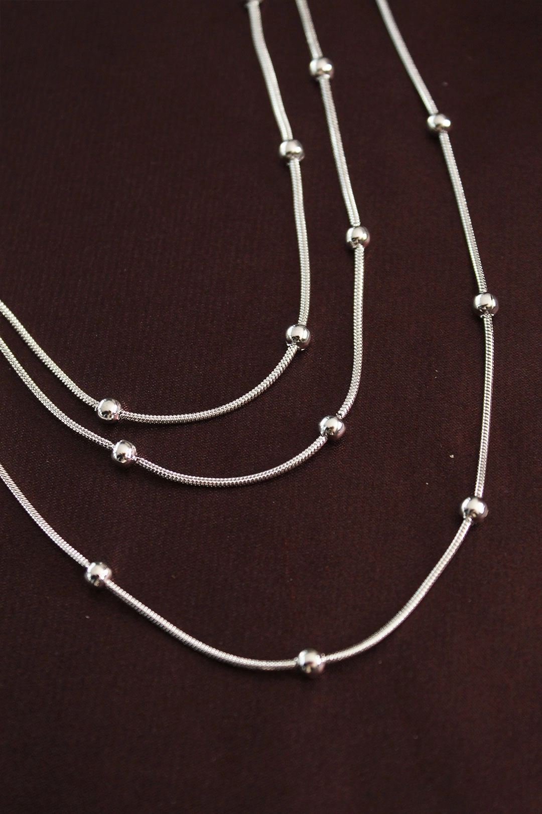 316L Çelik Gümüş Renk Minimal Topçuk Model Çoklu Kolye