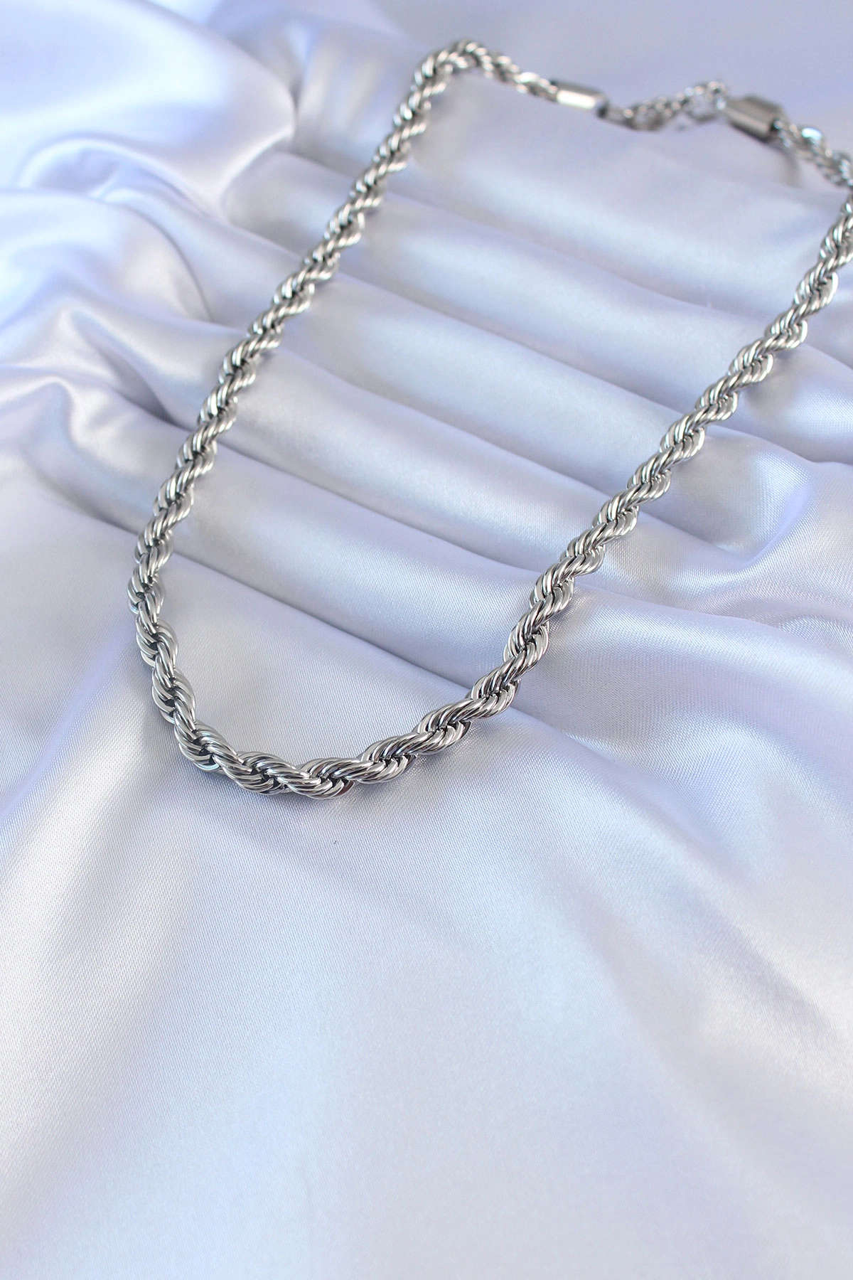 316L Çelik Gümüş Renk Burgu Model 45 cm Kadın Kolye