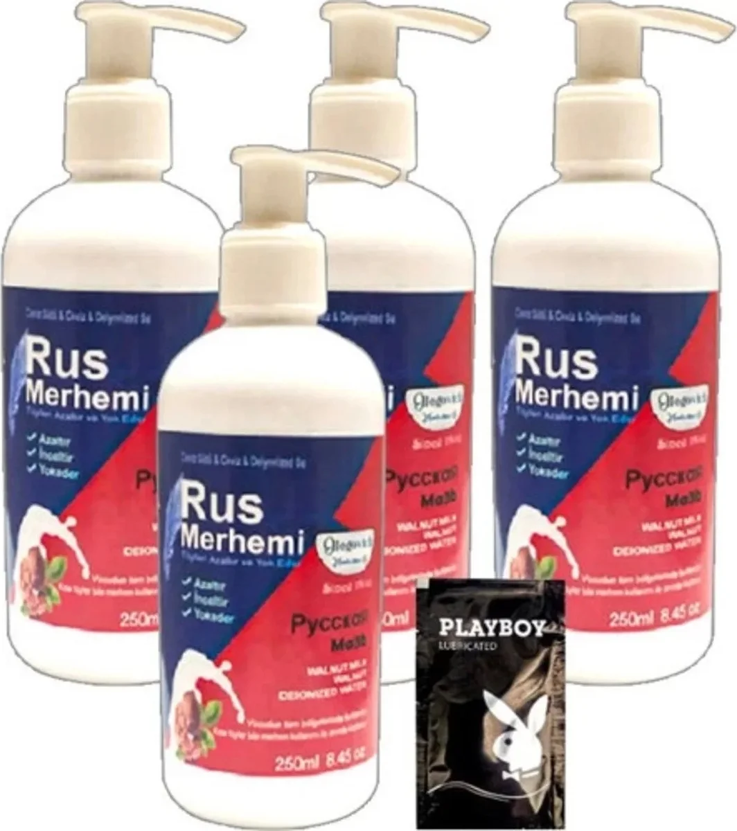 Playboy 4lüx 250 ml Ceviz Sütlü & Cevizli Rus Merhemi Tüy Dökücü Krem + 1 Armağan Jel