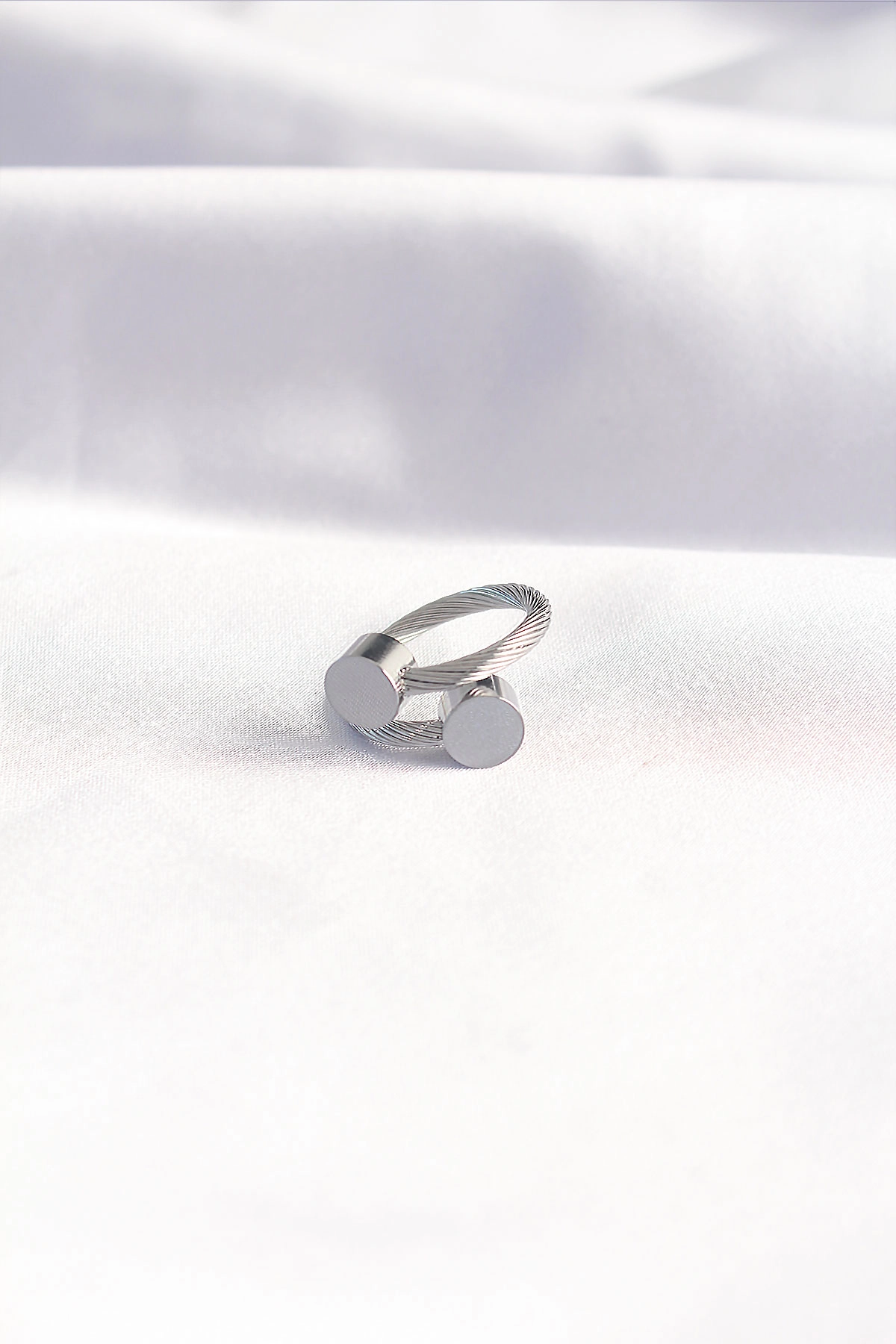 316L Çelik Gümüş Renk Oval Aksesuarlı Burgu Model Bileklik ve Yüzük Kombini