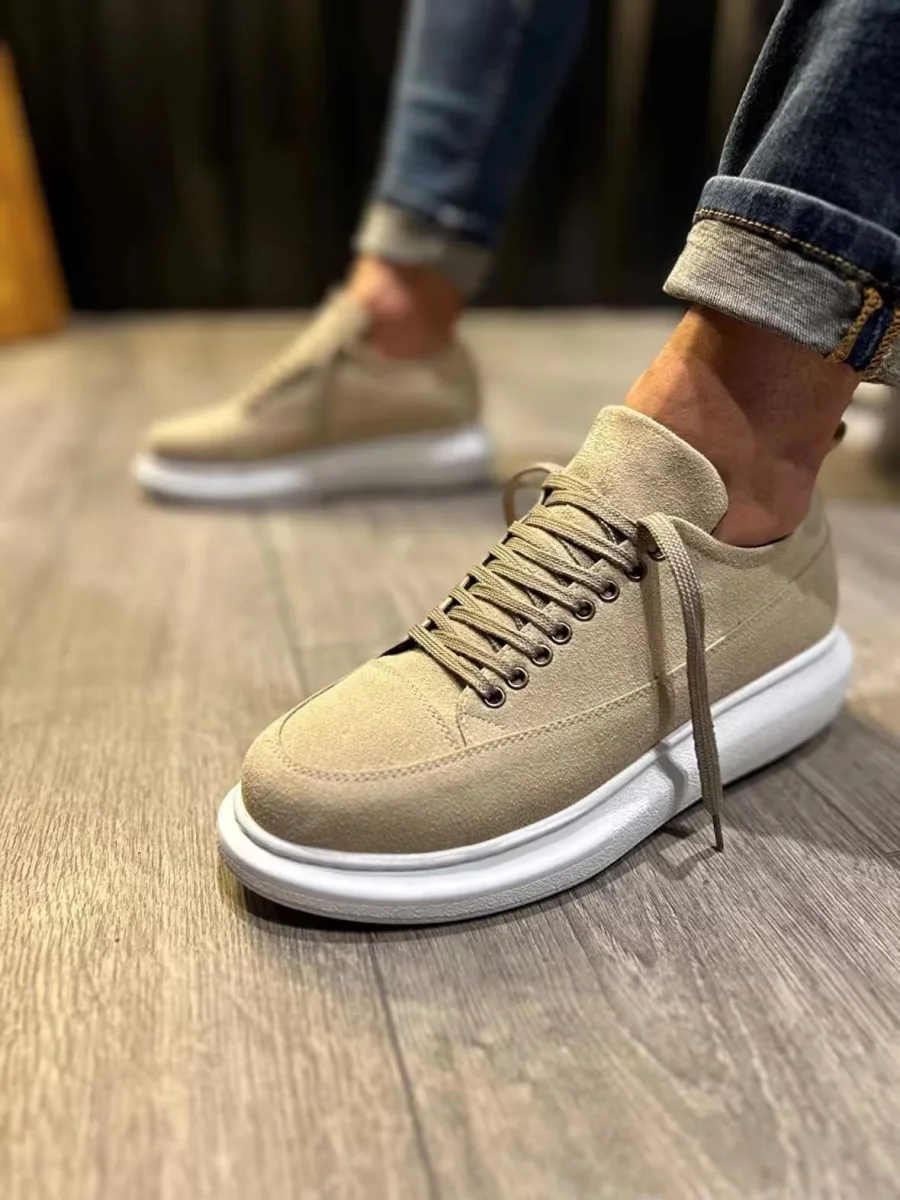 JY914 Drake Bağcıklı Süet Erkek Günlük Sneaker Ayakkabı SBT Krem