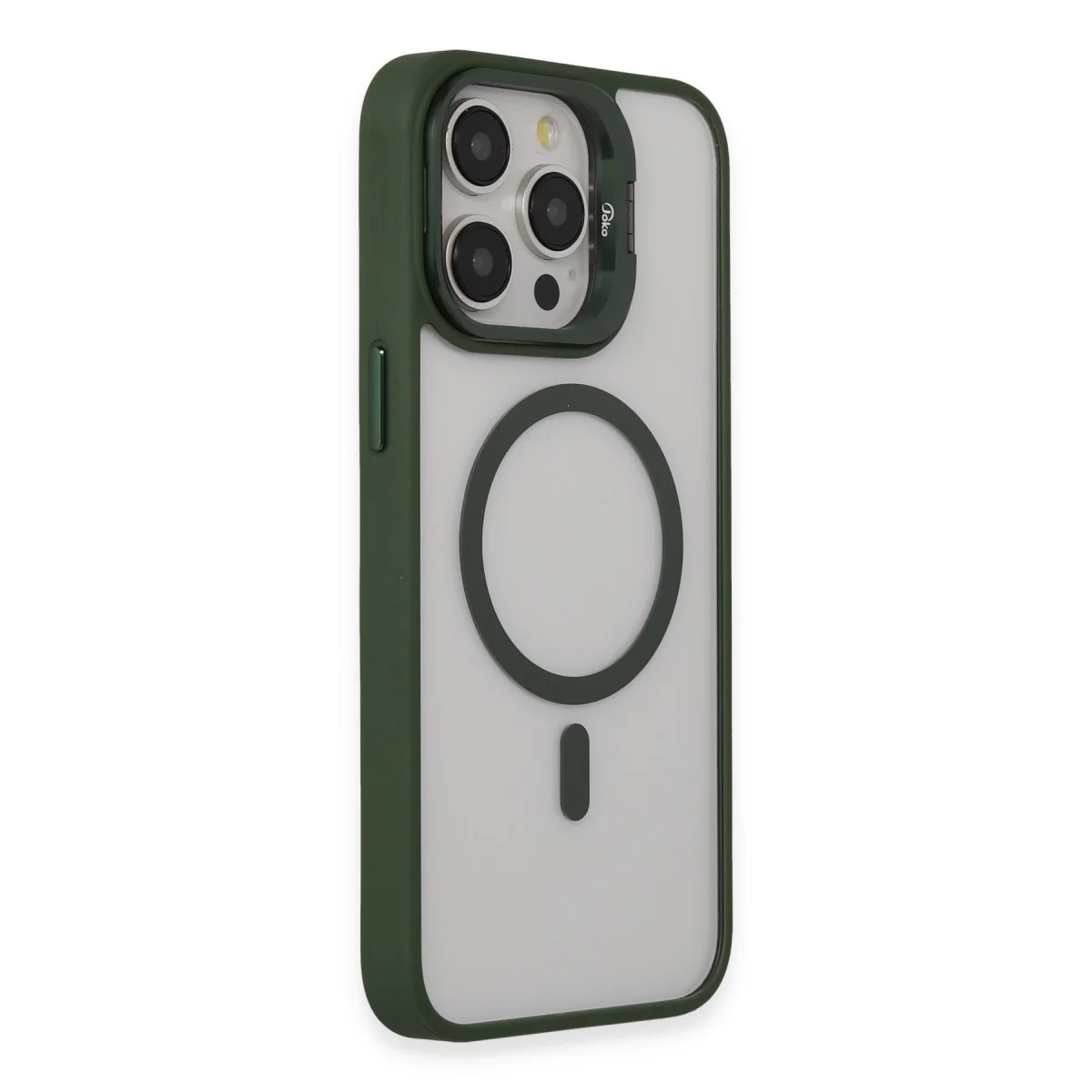 iPhone 15 Pro Kılıf Roblox Lens Magsafe Standlı Kapak - Koyu Yeşil
