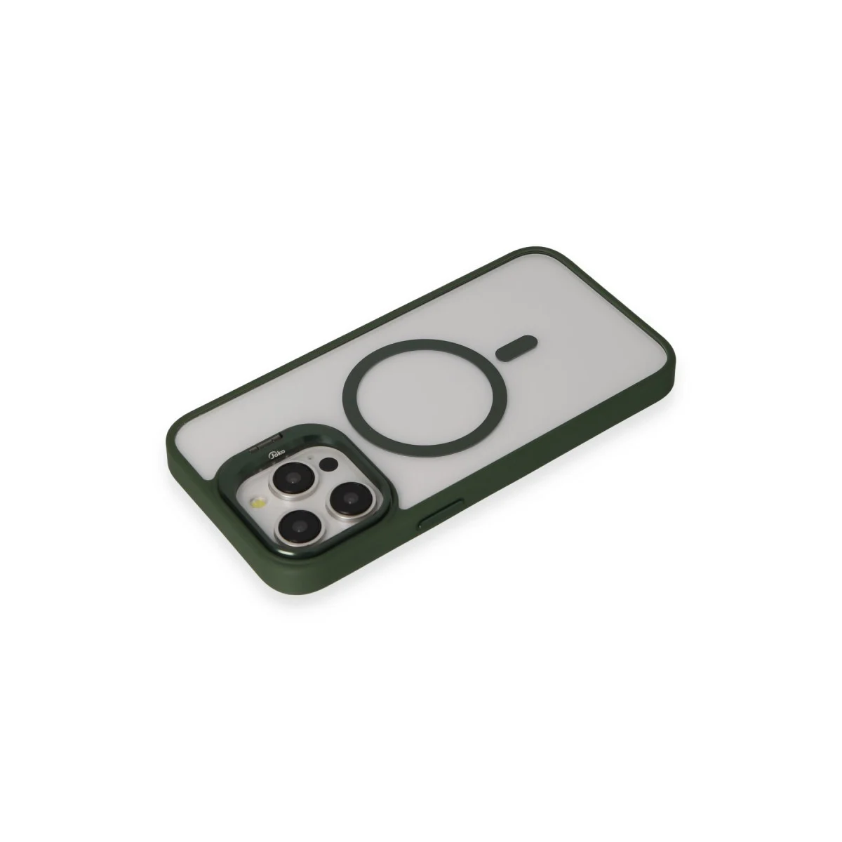 iPhone 15 Pro Max Kılıf Roblox Lens Magsafe Standlı Kapak - Koyu Yeşil