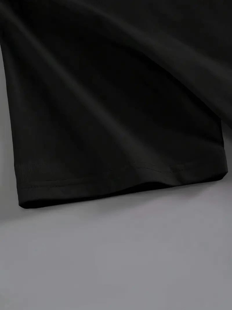 Kadın Kahve Desen Baskılı Tişört Kısa Kol Bisiklet Yaka Oversize T-Shirt - Siyah