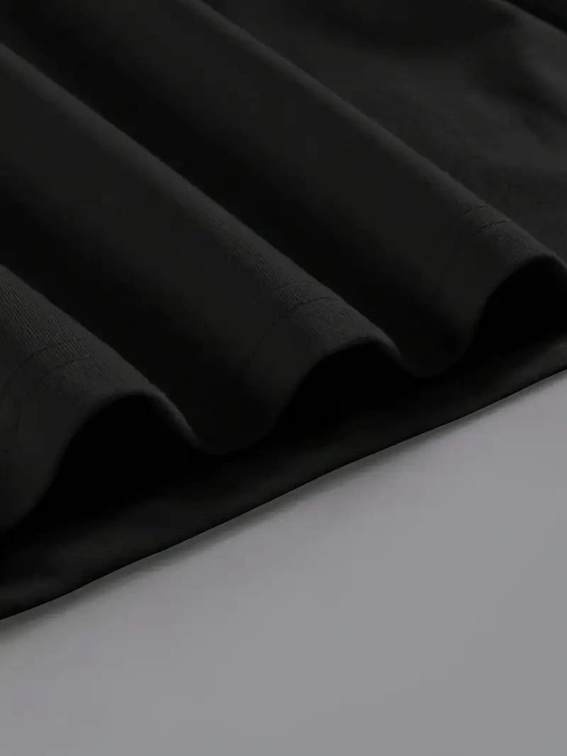 Kadın Kahve Desen Baskılı Tişört Kısa Kol Bisiklet Yaka Oversize T-Shirt - Siyah