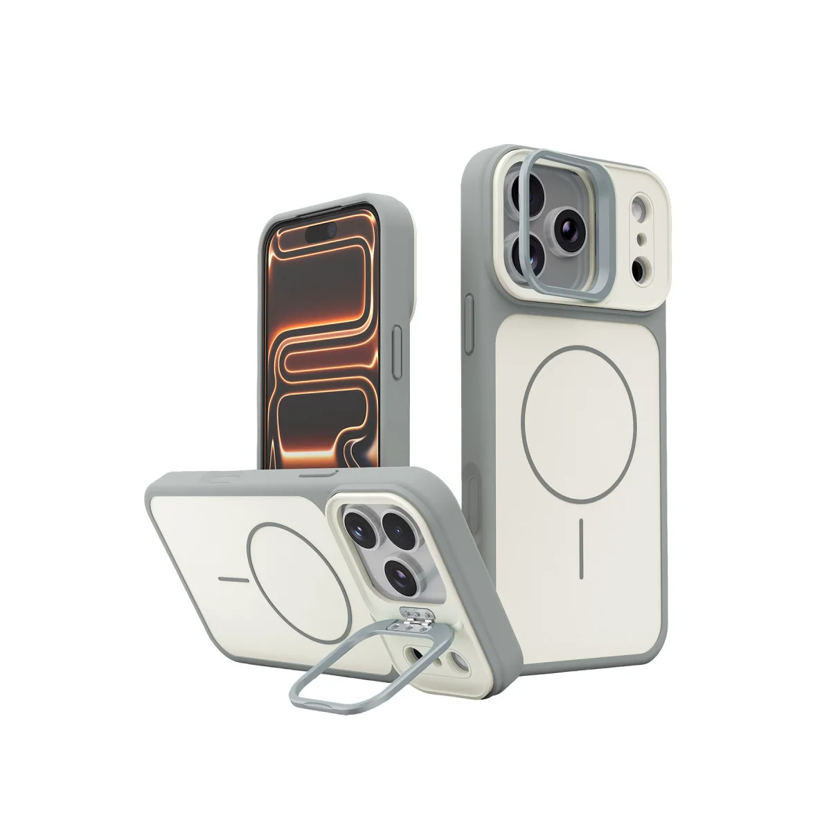 iPhone 17 Pro Max Pale Magsafe Standlı Kapak - Beyaz