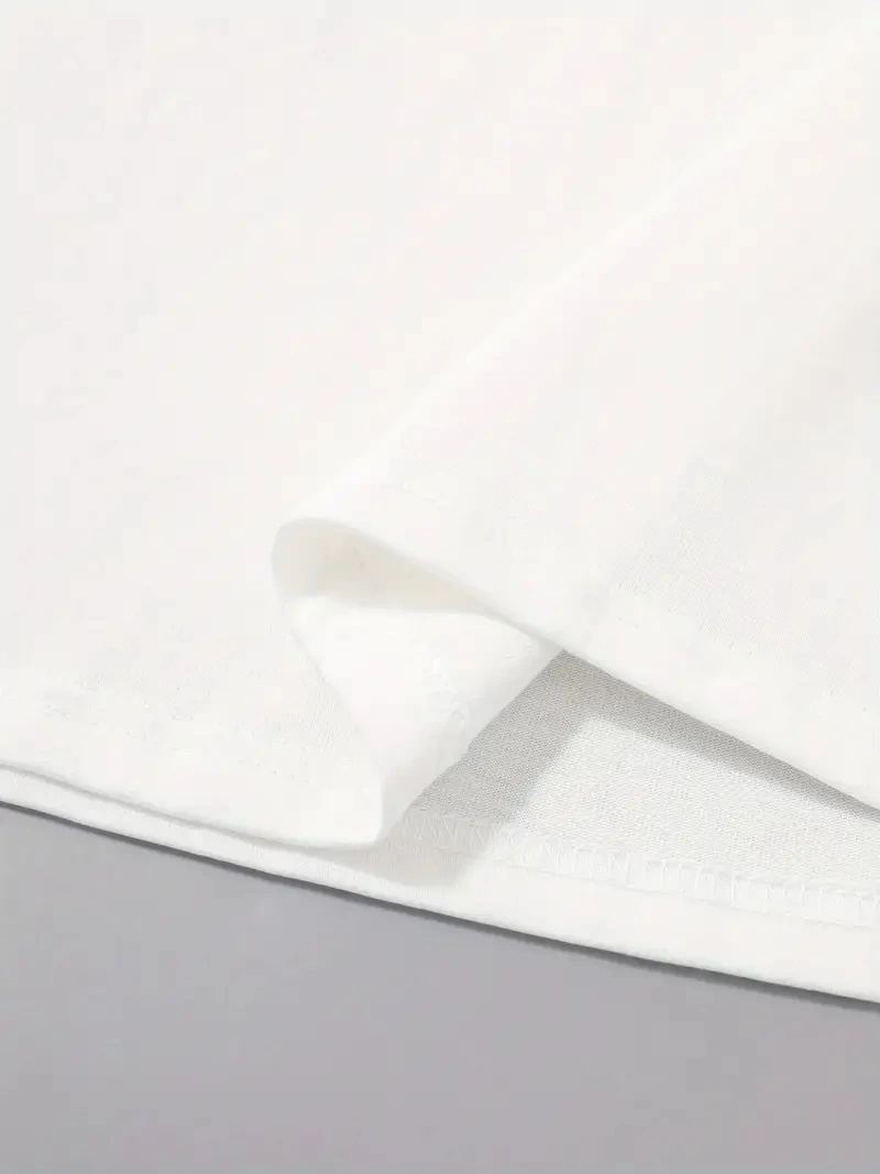 Erkek Kısa Kol Yazlık Tişört Bisiklet Yaka Palmiye Baskılı T-Shirt - Beyaz
