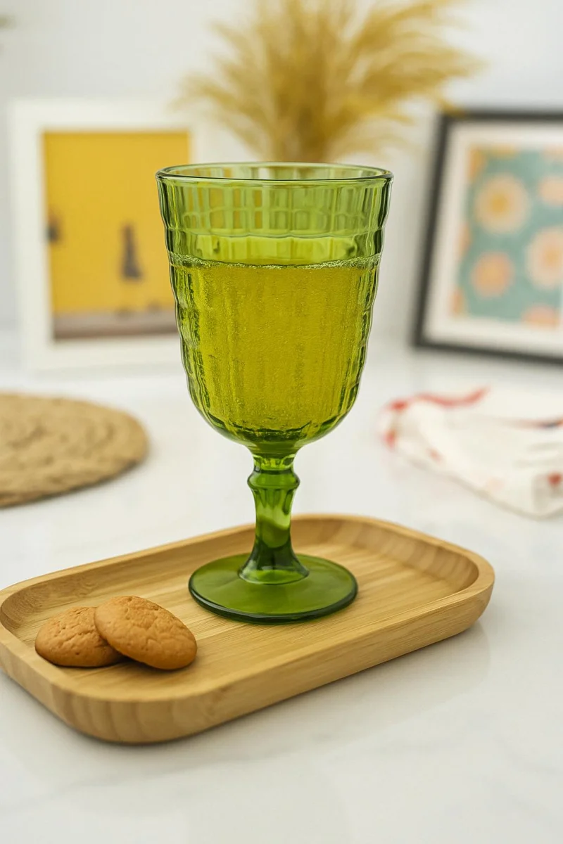 Allegra Koyu Yeşil Kadeh Bardak - 450 ml Tekli Akrilik Malzeme - Cam Değildir Kırılmaya Dayanıklı