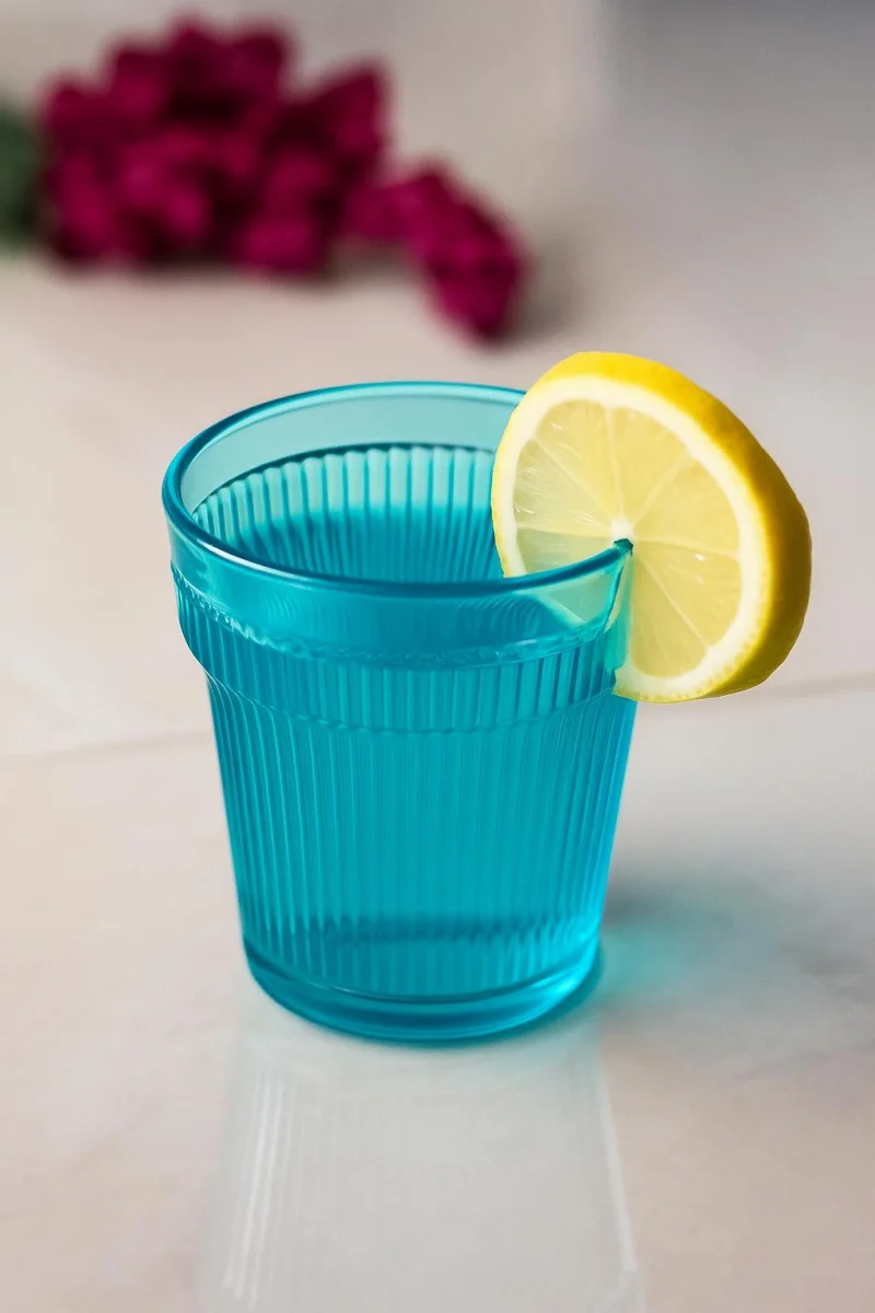 Akrilik Aquamarin 6'lı Kısa Bardak & Su Meşrubat Kahve Yanı Bardağı 300 ml ( Cam Değildir )