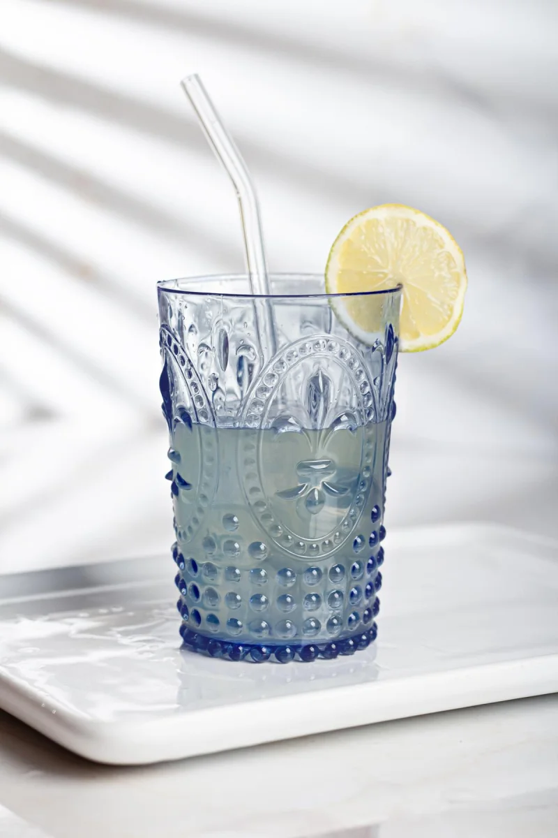 Akrilik Lacivert 6'lı Kısa Bardak & Su Meşrubat Kahve Yanı Bardağı 400 ml ( Cam Değildir )