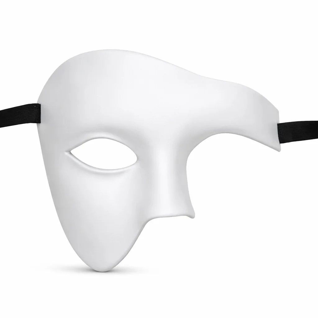 Beyaz Yarım Erkek Maske – Phantom Parti & Balo Maskesi