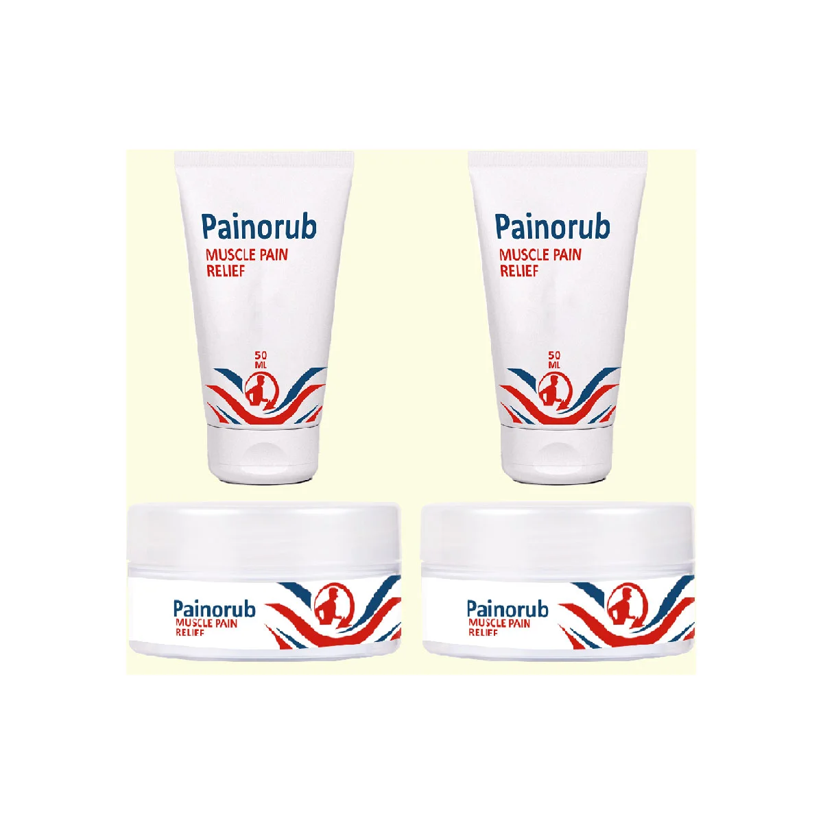 Painorub Krem 2şerli Kril yağı Afrika zencefil özü ReliefCream Rahatlamaya 50 ml Tüp&Kavanoz Set