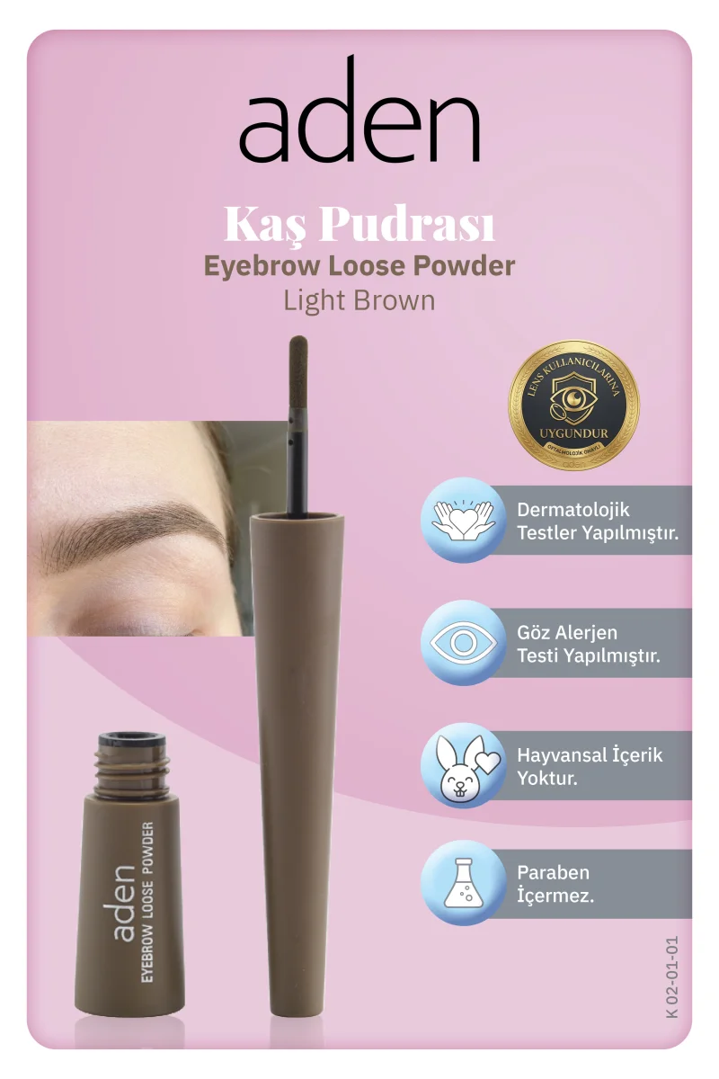 Aden Eyebrow Loose Powder - Kaş Pudrası 01 Light Brown(Açık Kahverengi)