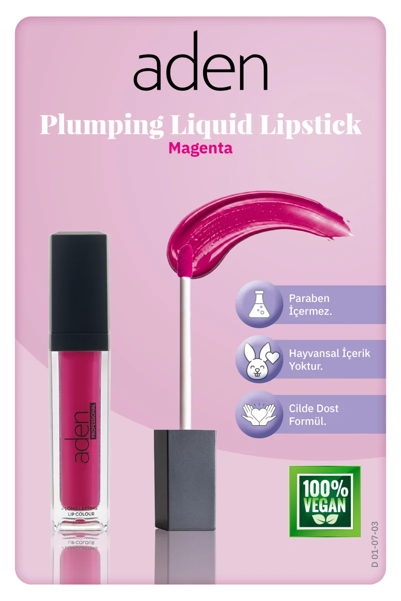 Aden Plumping Liquid Lipstick - Dolgunlaştırıcı Likit Ruj 03 Magenta(Macenta)