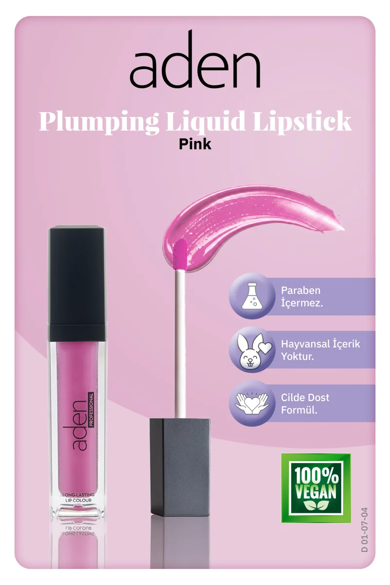Aden Plumping Liquid Lipstick - Dolgunlaştırıcı Likit Ruj 04 Pink(Pembe)