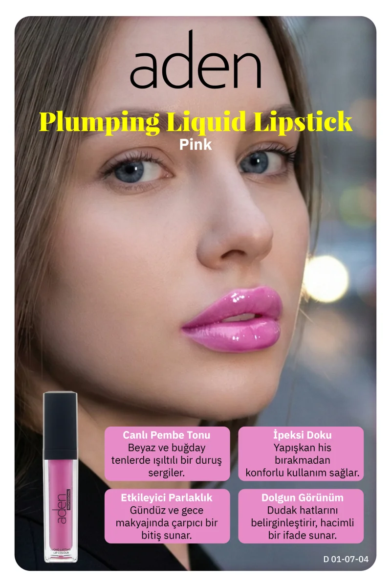 Aden Plumping Liquid Lipstick - Dolgunlaştırıcı Likit Ruj 04 Pink(Pembe)