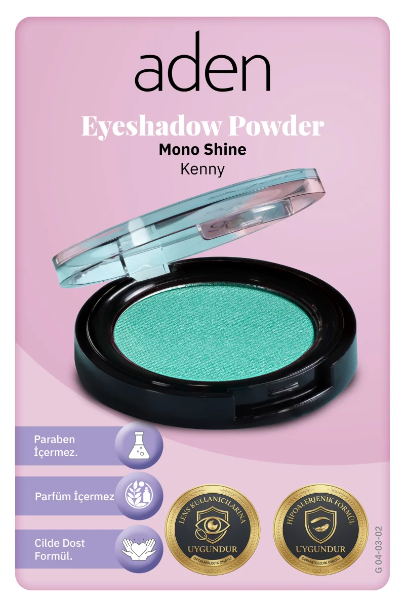 Aden Eyeshadow Powder Mono Shine - Işıltılı Göz Farı 02 Kenny(Turkuaz Işıltısı)