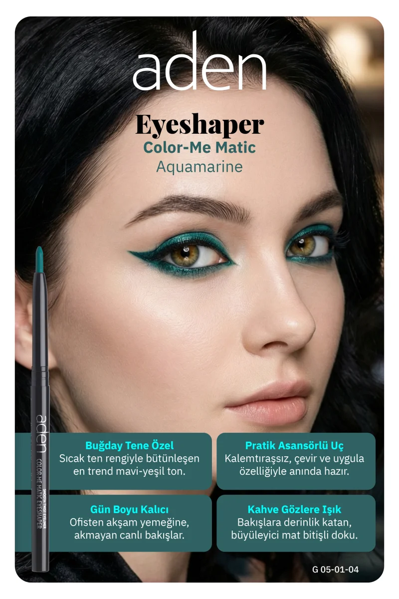 Aden Color-Me Matic Eyeshaper - Asansörlü Göz Kalemi 04 Aquamarine(Turkuaz)