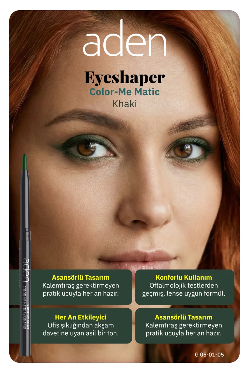 Aden Color-Me Matic Eyeshaper - Asansörlü Göz Kalemi 05 Khaki(Haki)