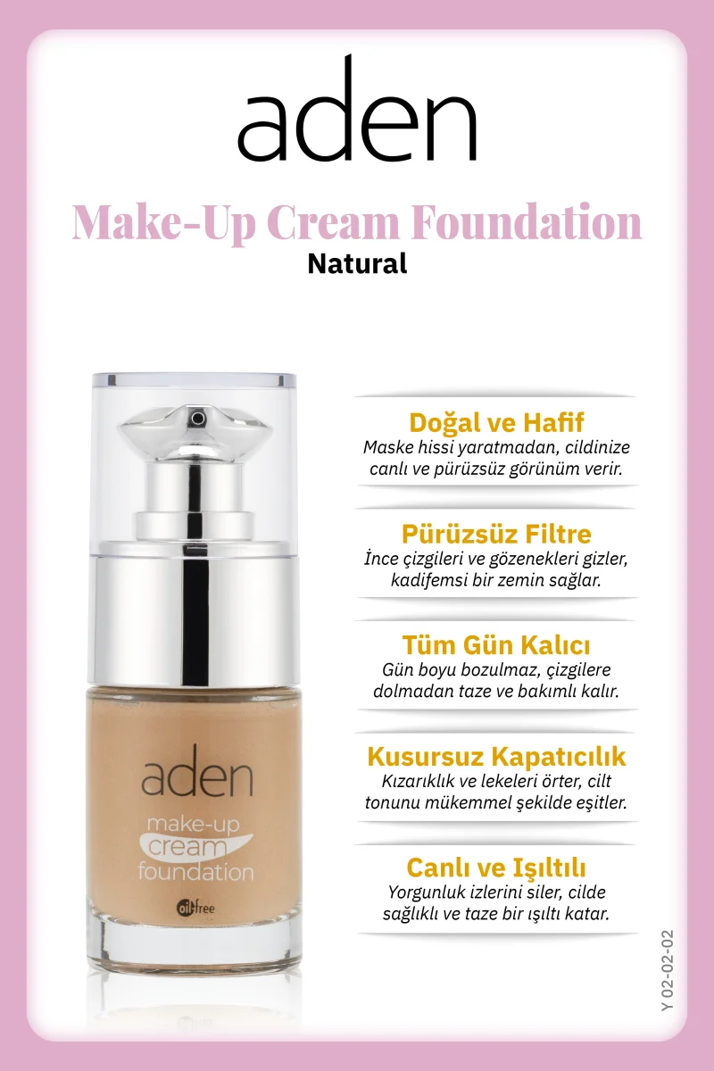 Aden Make-Up Cream Foundation Natural(Doğal)