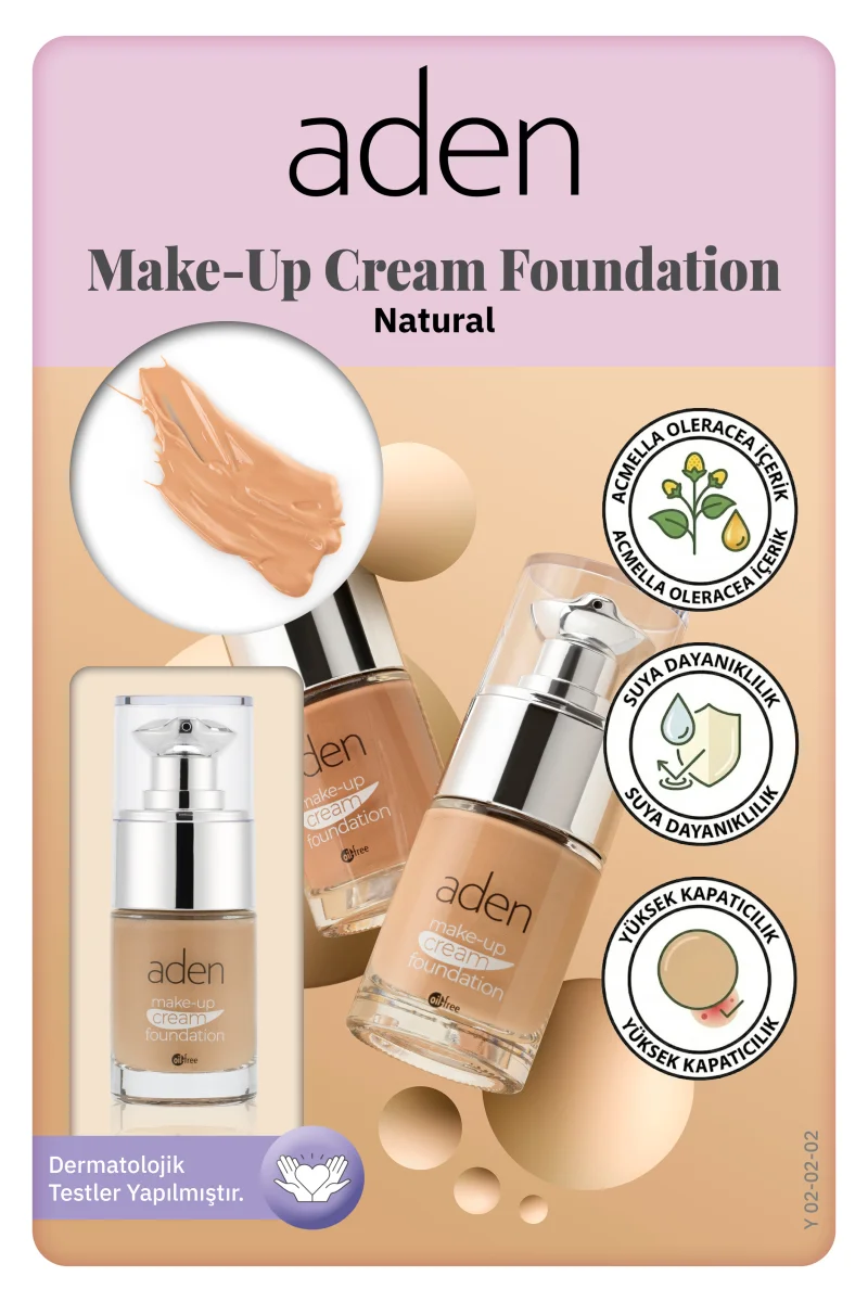 Aden Make-Up Cream Foundation Natural(Doğal)