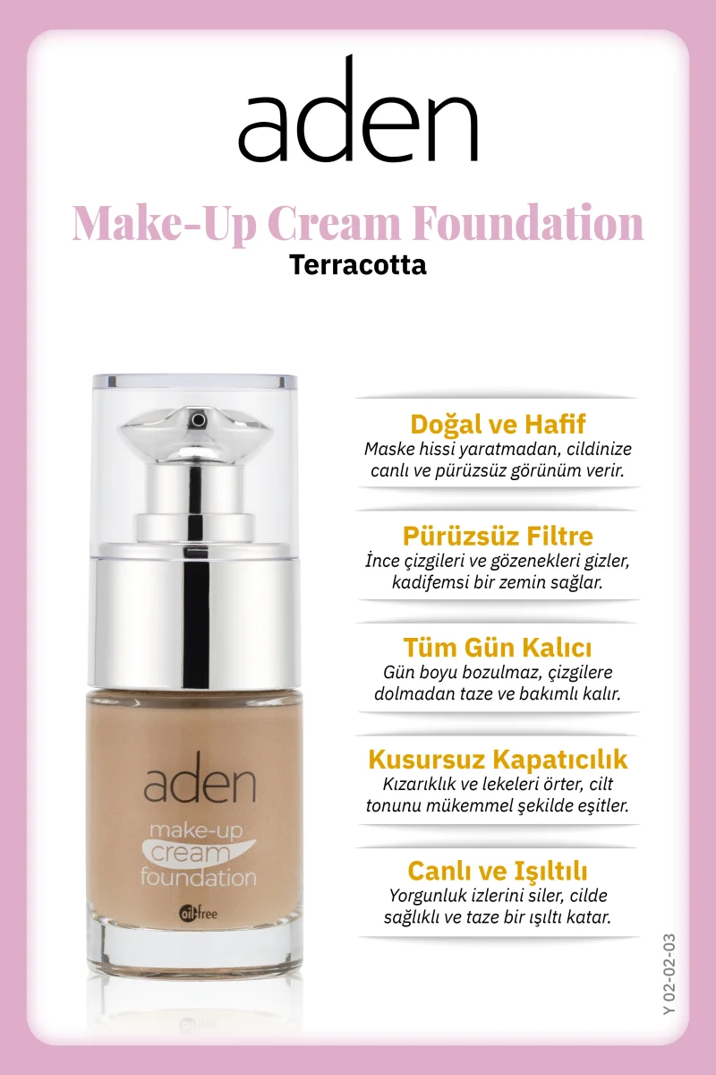 Aden Make-Up Cream Foundation Terracotta(Kiremit)