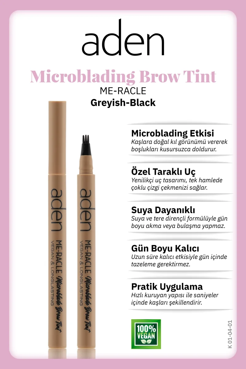 Aden Me-Racle Microblading Brow Tint - Microblading Kaş Tinti Greyish-Black(Grimsi Siyah)
