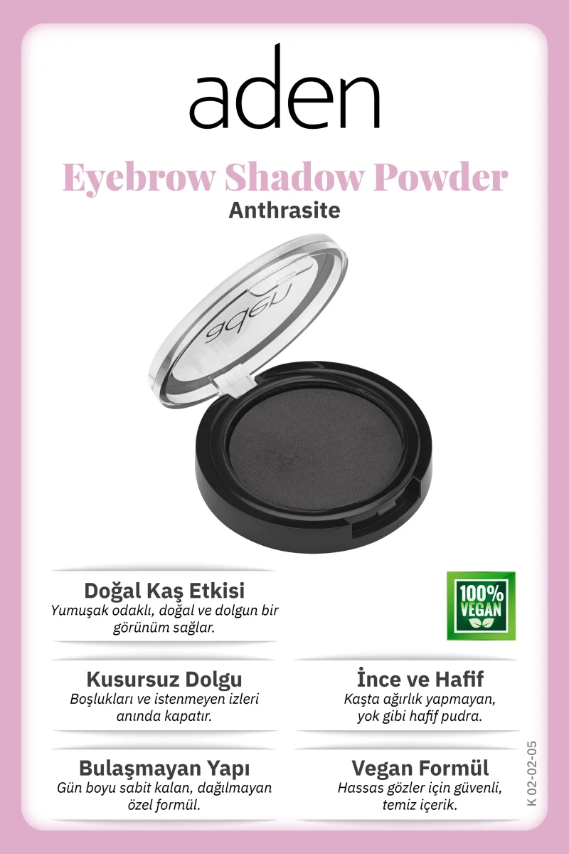 Aden Eyebrow Shadow Powder - Göz Farı 03 Anthrasite(Antrasit)