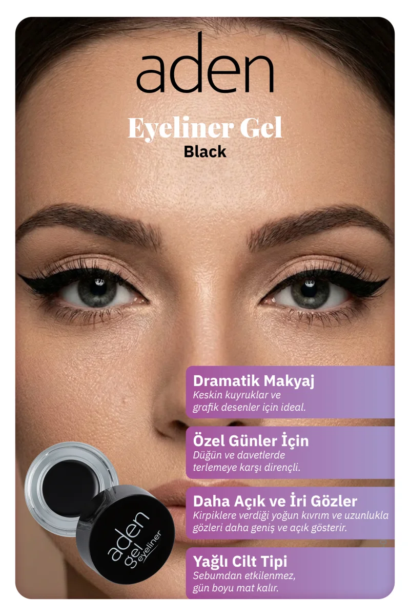 Aden Eyeliner Gel - Jel Eyeliner Black(Siyah)