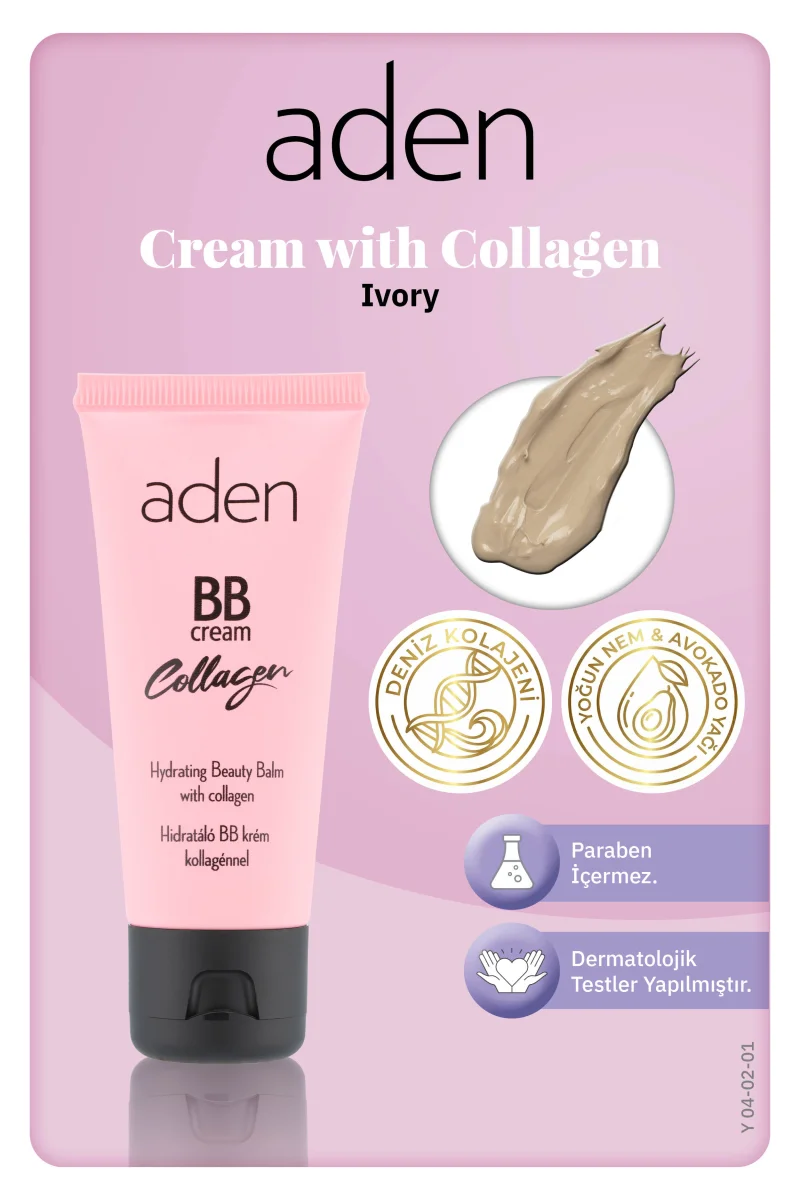 Aden BB Cream With Collagen - Kolajenli BB Krem 01 Ivory(Fildişi)