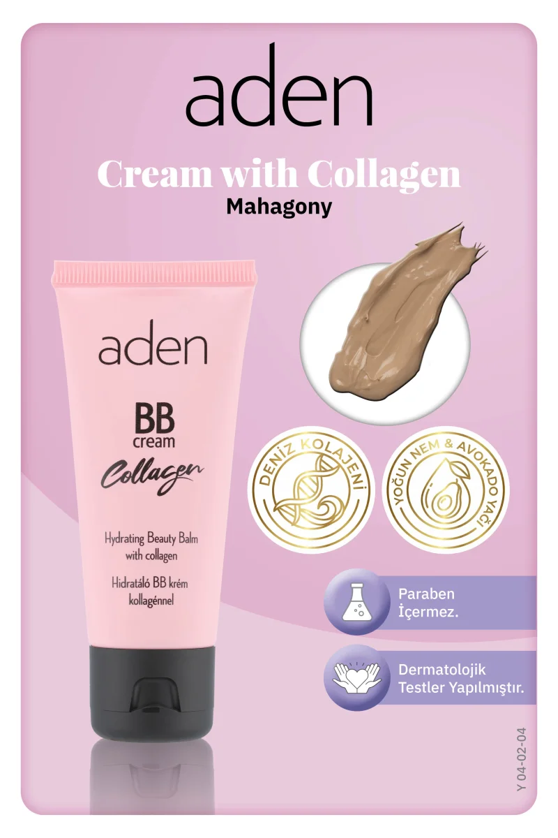 Aden BB Cream With Collagen - Kolajenli BB Krem 04 Mahogany(Maun)