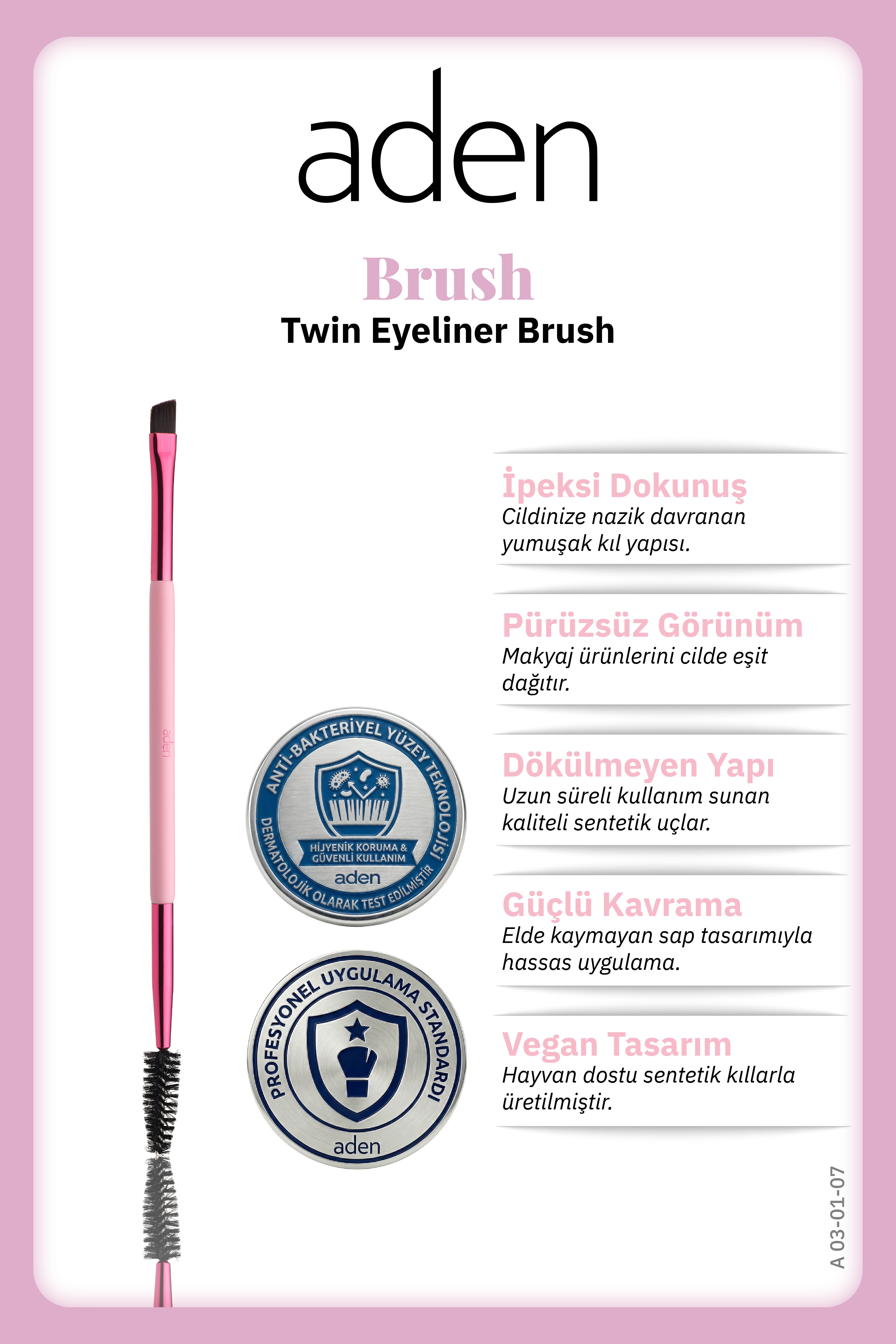 Aden Makyaj Fırçası - Twin Eyebrow Brush / İkili Kaş Fırçası