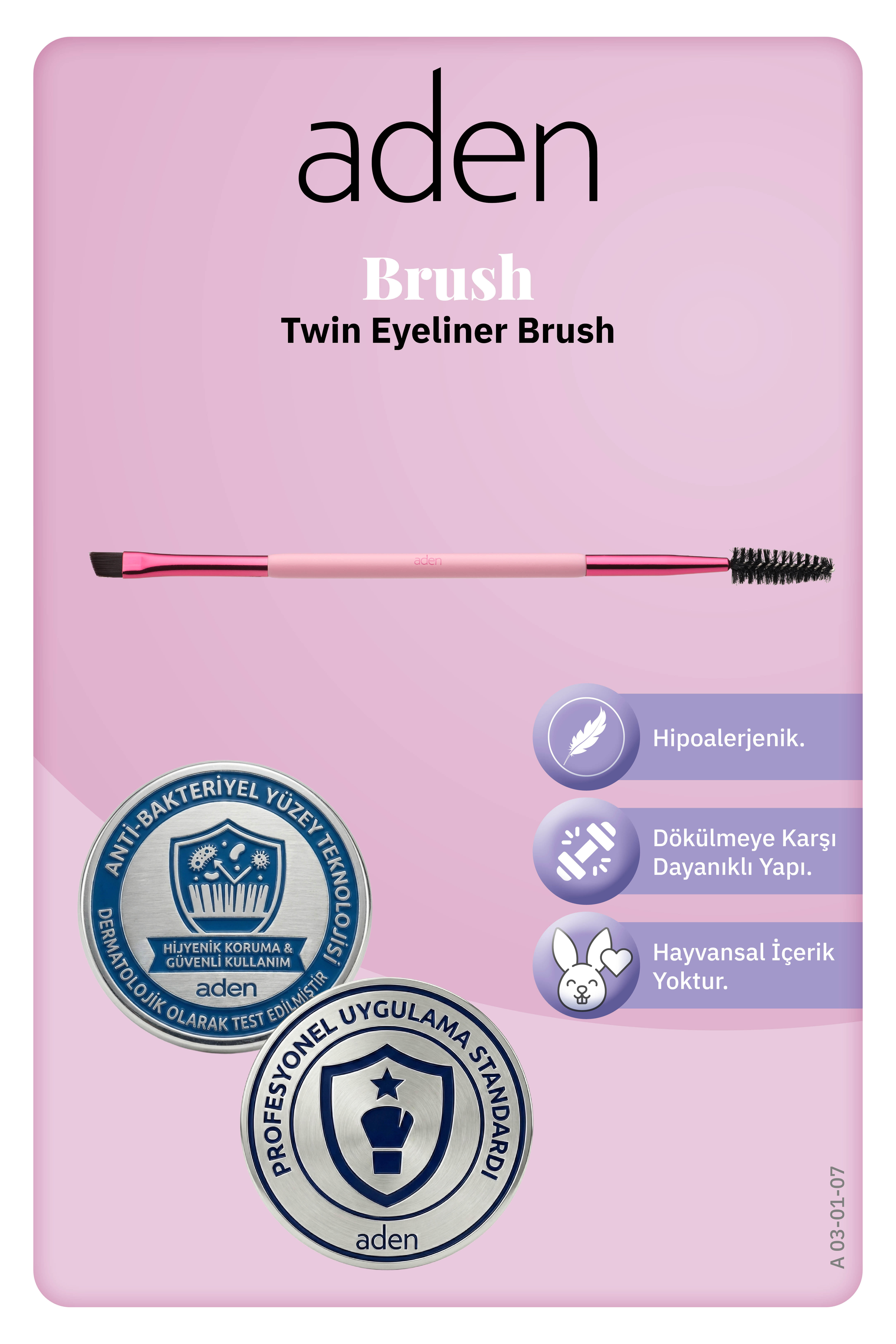 Aden Makyaj Fırçası - Twin Eyebrow Brush / İkili Kaş Fırçası