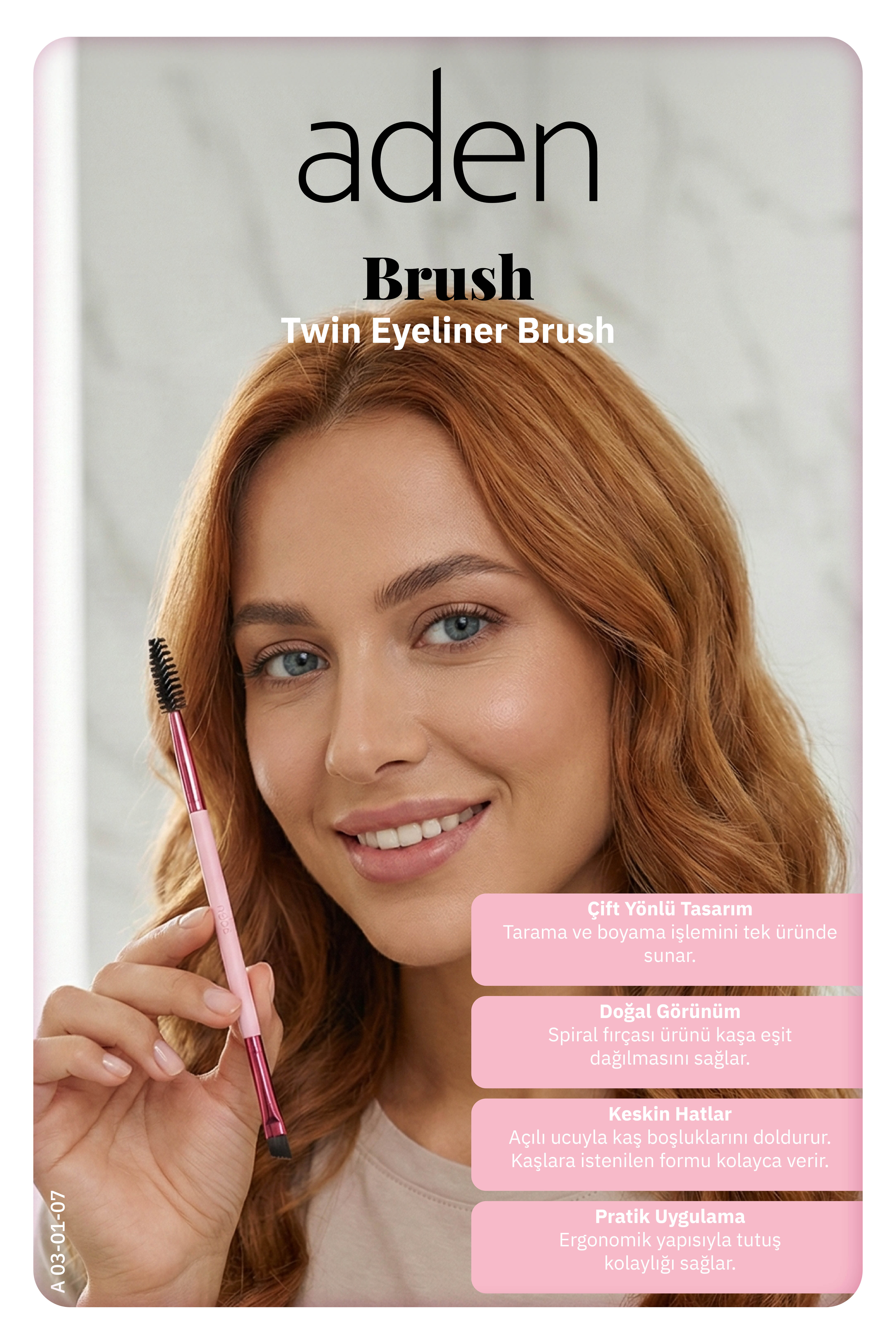 Aden Makyaj Fırçası - Twin Eyebrow Brush / İkili Kaş Fırçası