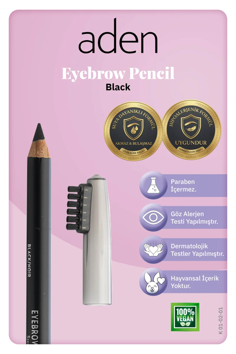Aden Eyebrow Pencil - Kaş Kalemi 01 Black(Siyah)