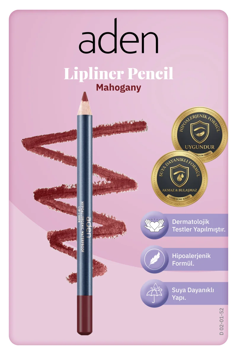 Aden Lipliner Pencil - Dudak Kalemi 52 Mahogany(Kızıl Kahve)
