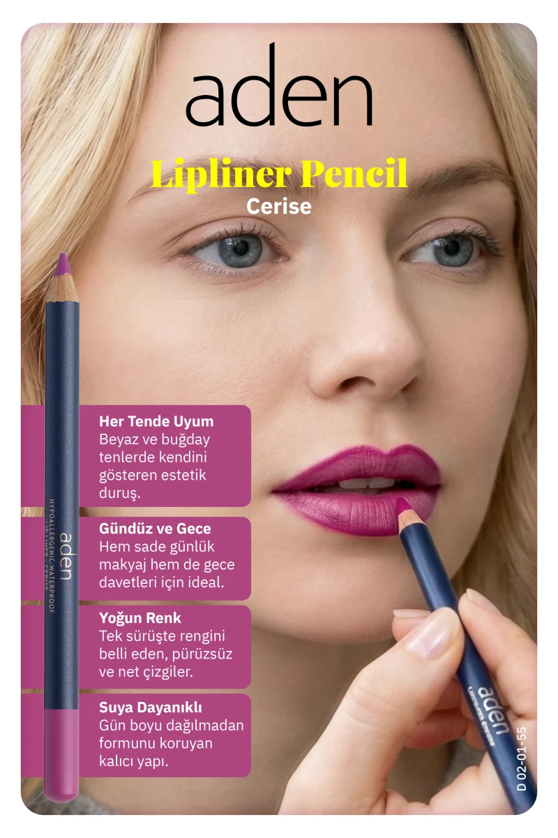 Aden Lipliner Pencil - Dudak Kalemi 55 Cerise(Kiraz)