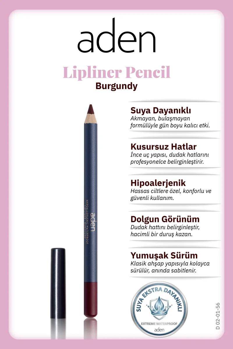 Aden Lipliner Pencil - Dudak Kalemi 56 Burgundy(Bordo)