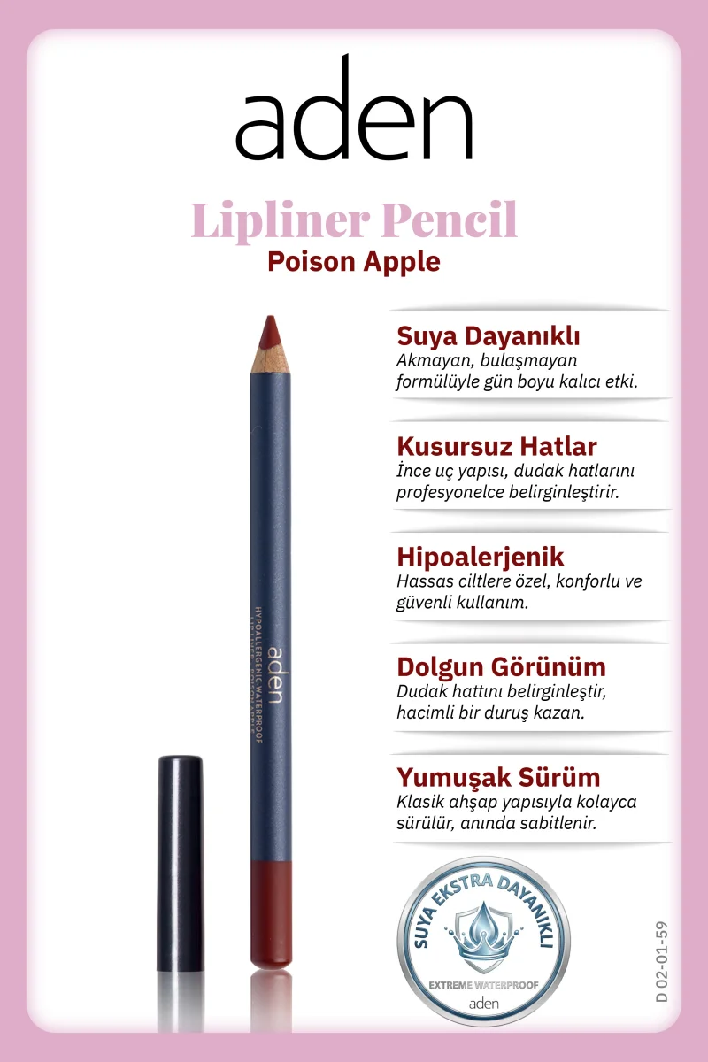 Aden Lipliner Pencil - Dudak Kalemi 59 Poison Apple(Kiremit Kırmızısı)