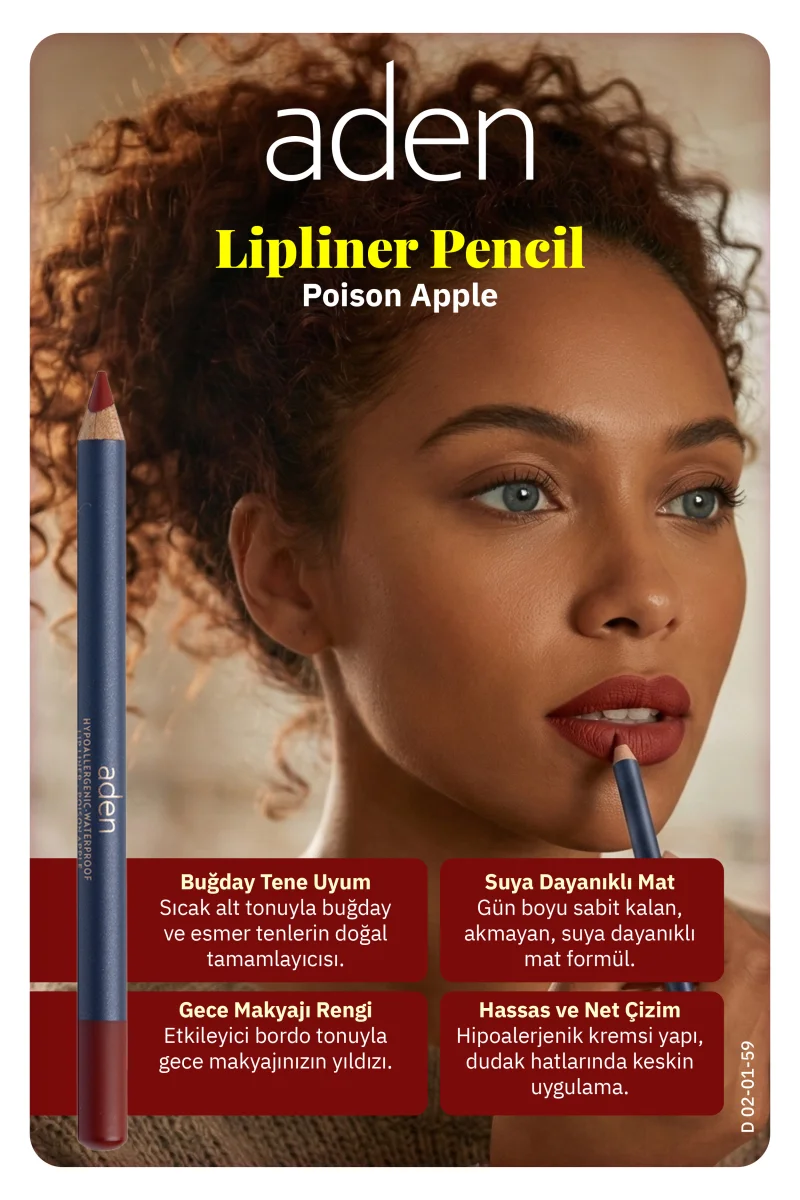Aden Lipliner Pencil - Dudak Kalemi 59 Poison Apple(Kiremit Kırmızısı)
