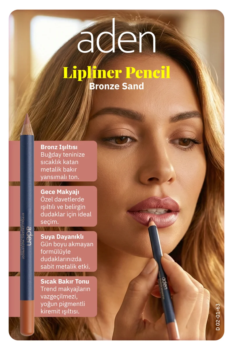 Aden Lipliner Pencil - Dudak Kalemi 63 Bronze Sand(Bronz Kum)
