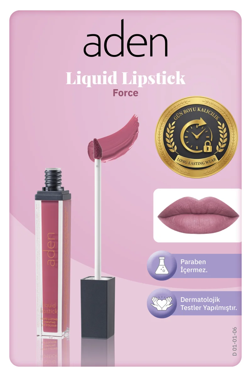 Aden Liquid Lipstick - Likit Ruj 06 Force(Gül Kurusu)