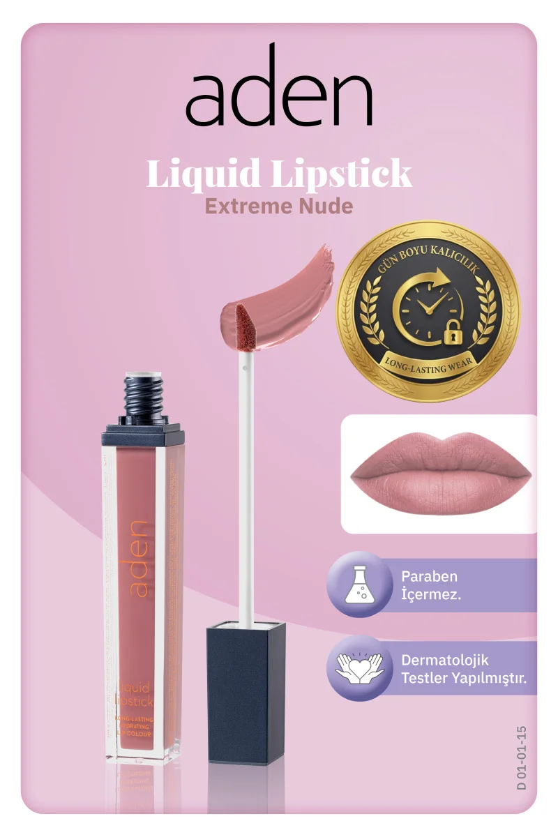 Aden Liquid Lipstick - Likit Ruj 15 Extreme Nude(Doğal Bej)